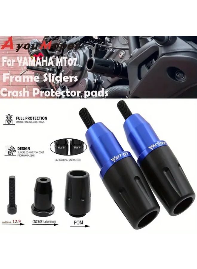 Blue Frame Sliders Engine Crash Protection Guard For Yamaha MT07 2014 2023 - Image 1